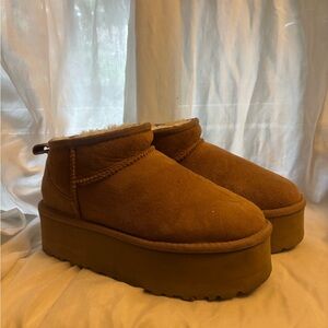 UGG Tan Mini Platform Boots